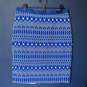 Size 8 Boden pencil skirt - royal blue with white embroidery